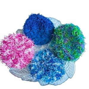 Hand Crafted Colorful Kitchen Dish Scrubbing Pads Crochet Polyester Lot of Four